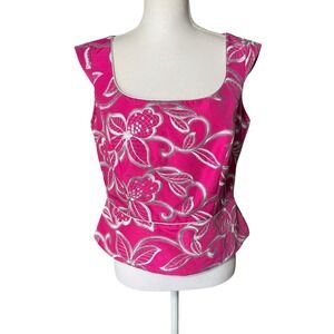 SONIA PENA Fuchsia‎ Silver Floral Embroidered Bustier Top Size 42 US 10